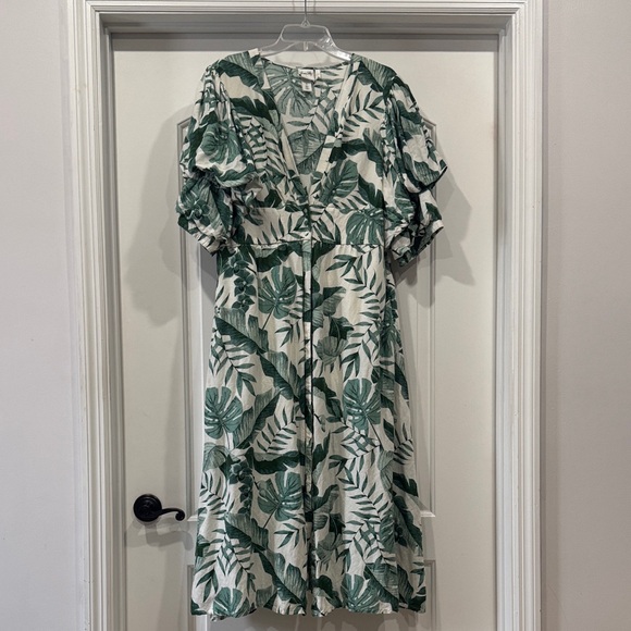 H&M x Johanna Ortiz Green Botanical Print Midi Dress - Picture 2 of 4
